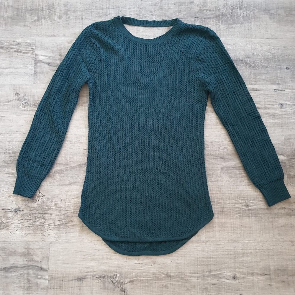 Hunter Green Cable Knit Tunic Sweater